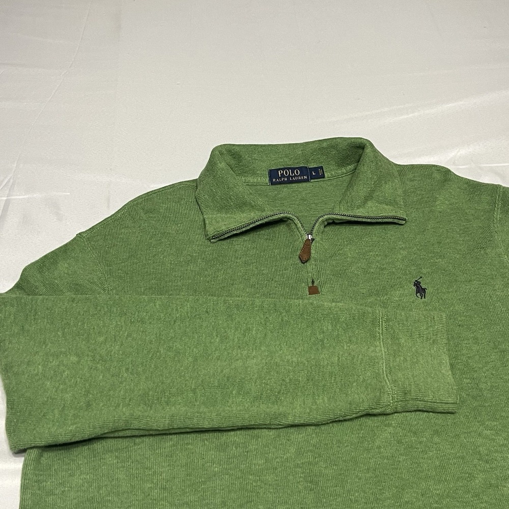 Polo Ralph Lauren Quarter Zip Sweater Mens L Dark Grey Pullover Long Sleeve